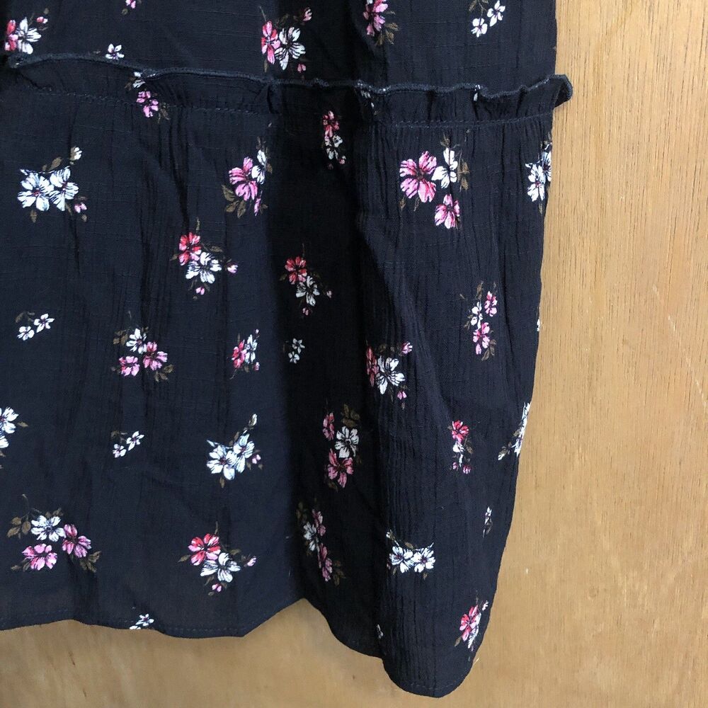 AMERICAN RAG Black Floral Smocked Peasant Dress Long Sleeve Size Medium - Picture 12 of 14